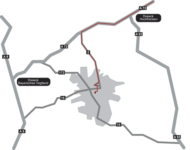 Karte: Anfahrt von A72