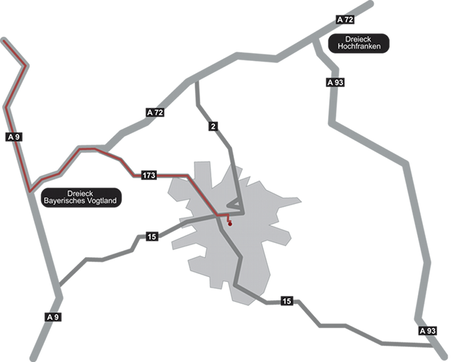 Karte: Anfahrt von A9 (Norden)