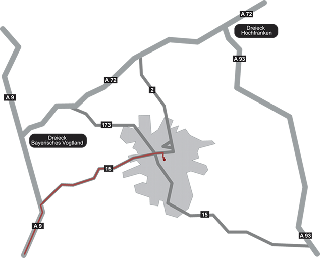 Karte: Anfahrt von A9 (Norden)